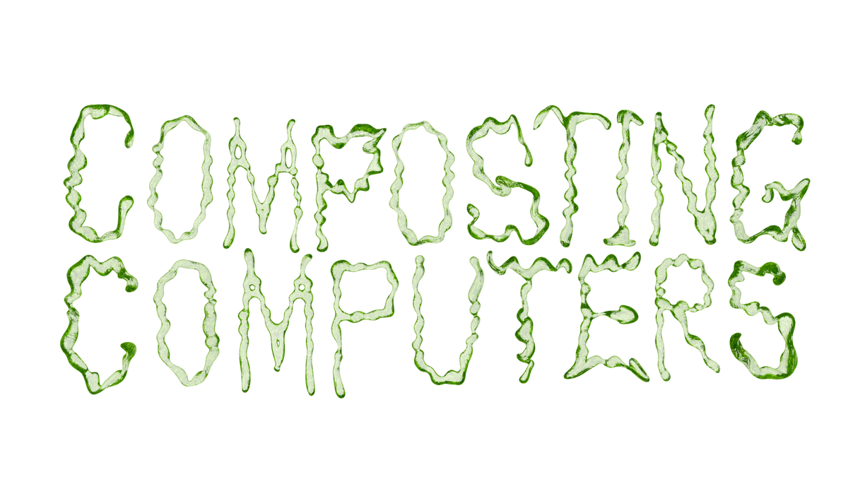 the composting computers wordmark in green organic lettering
