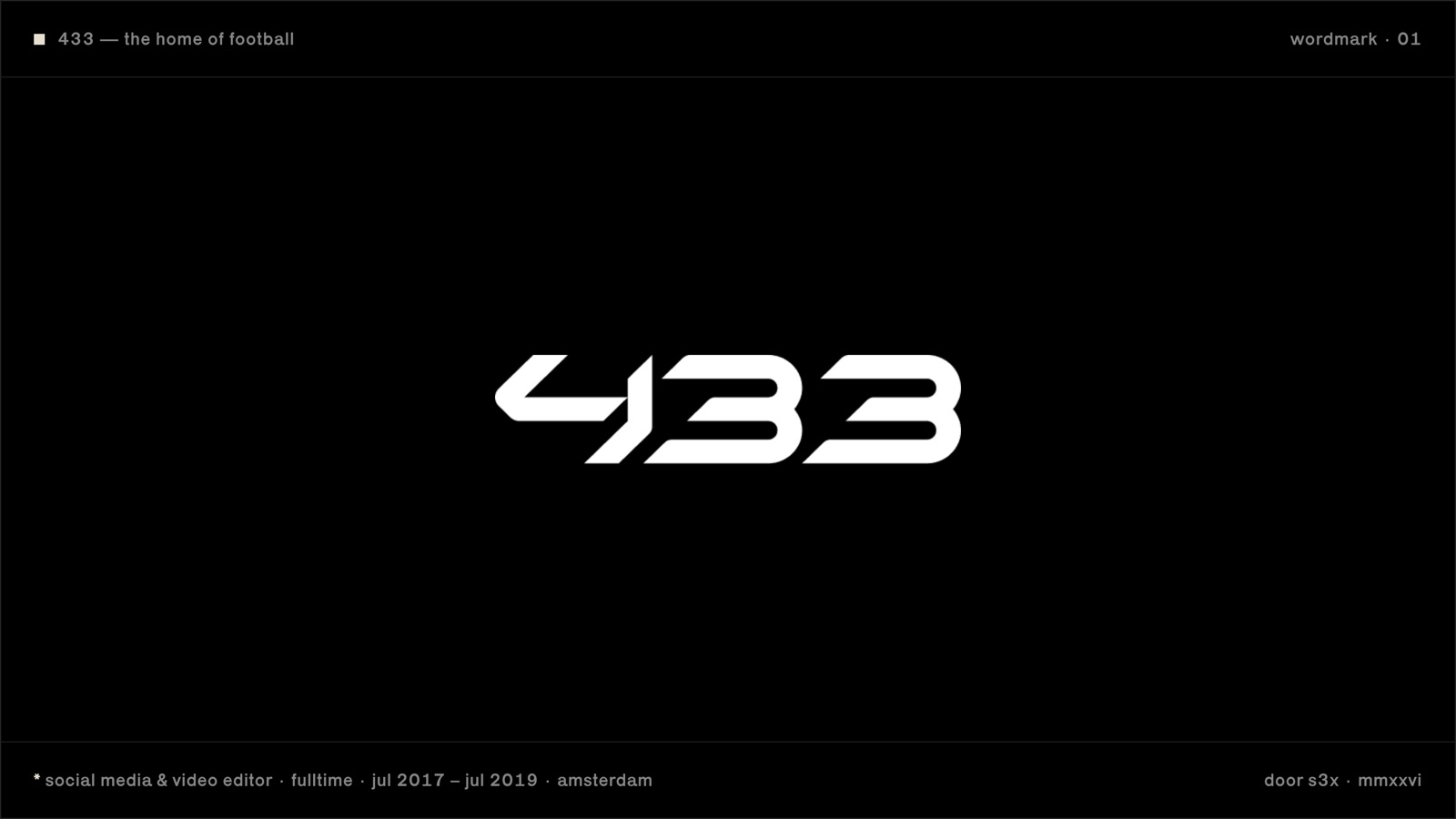 the 433 wordmark, white on black