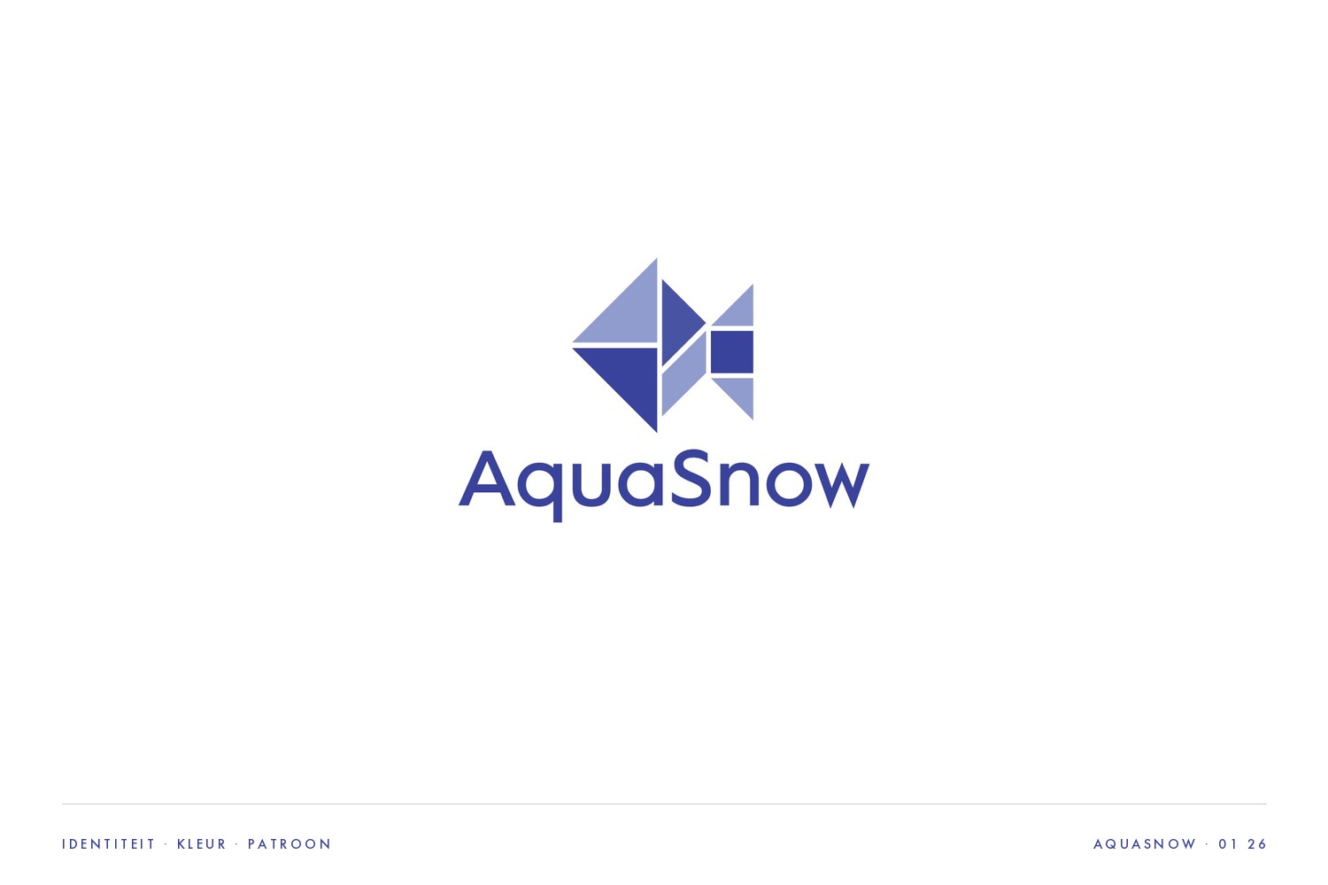 the aquasnow cover plate: the geometric fish mark and wordmark, blue on white