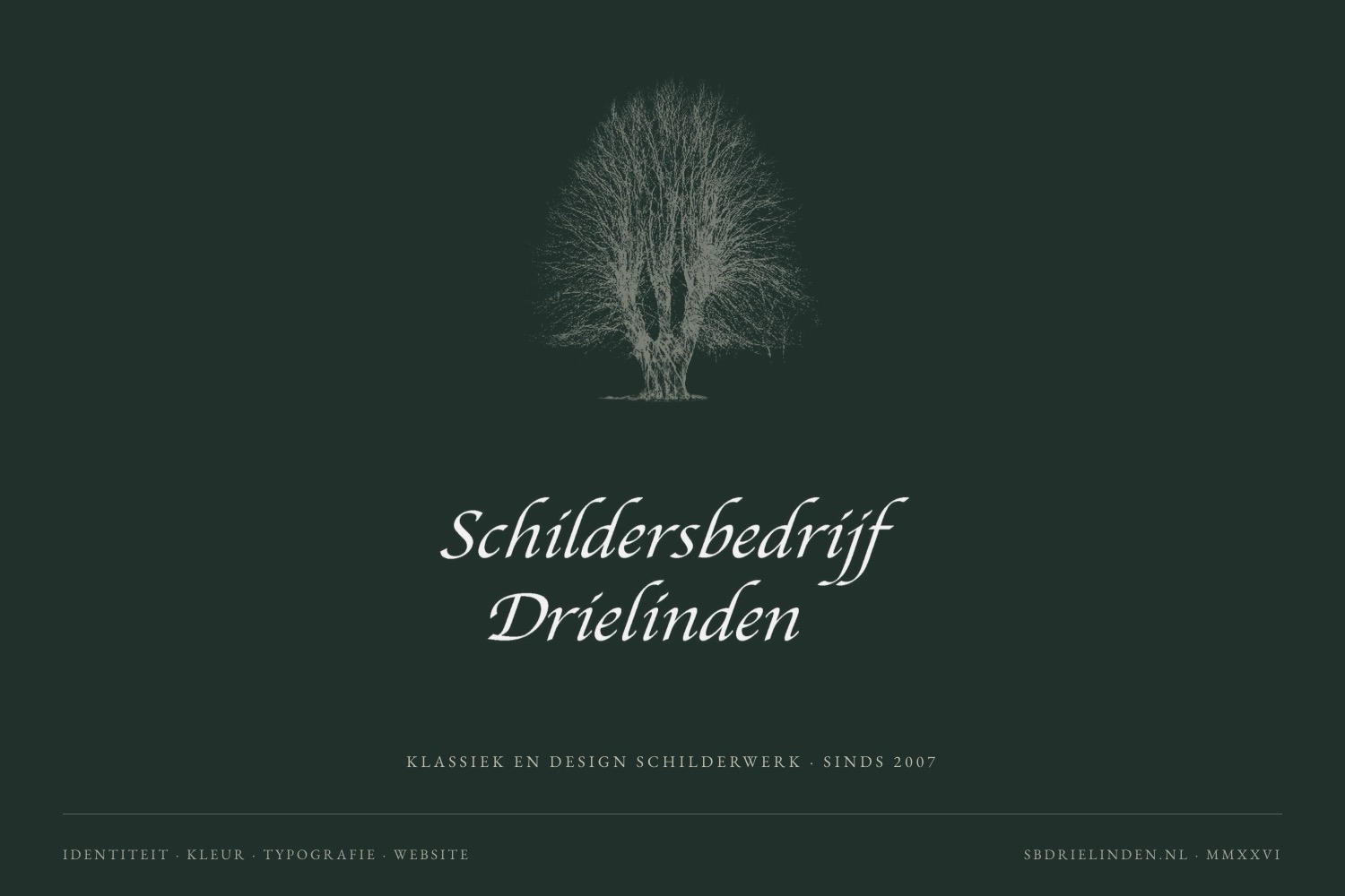 schildersbedrijf drielinden, the calligraphic wordmark on deep green