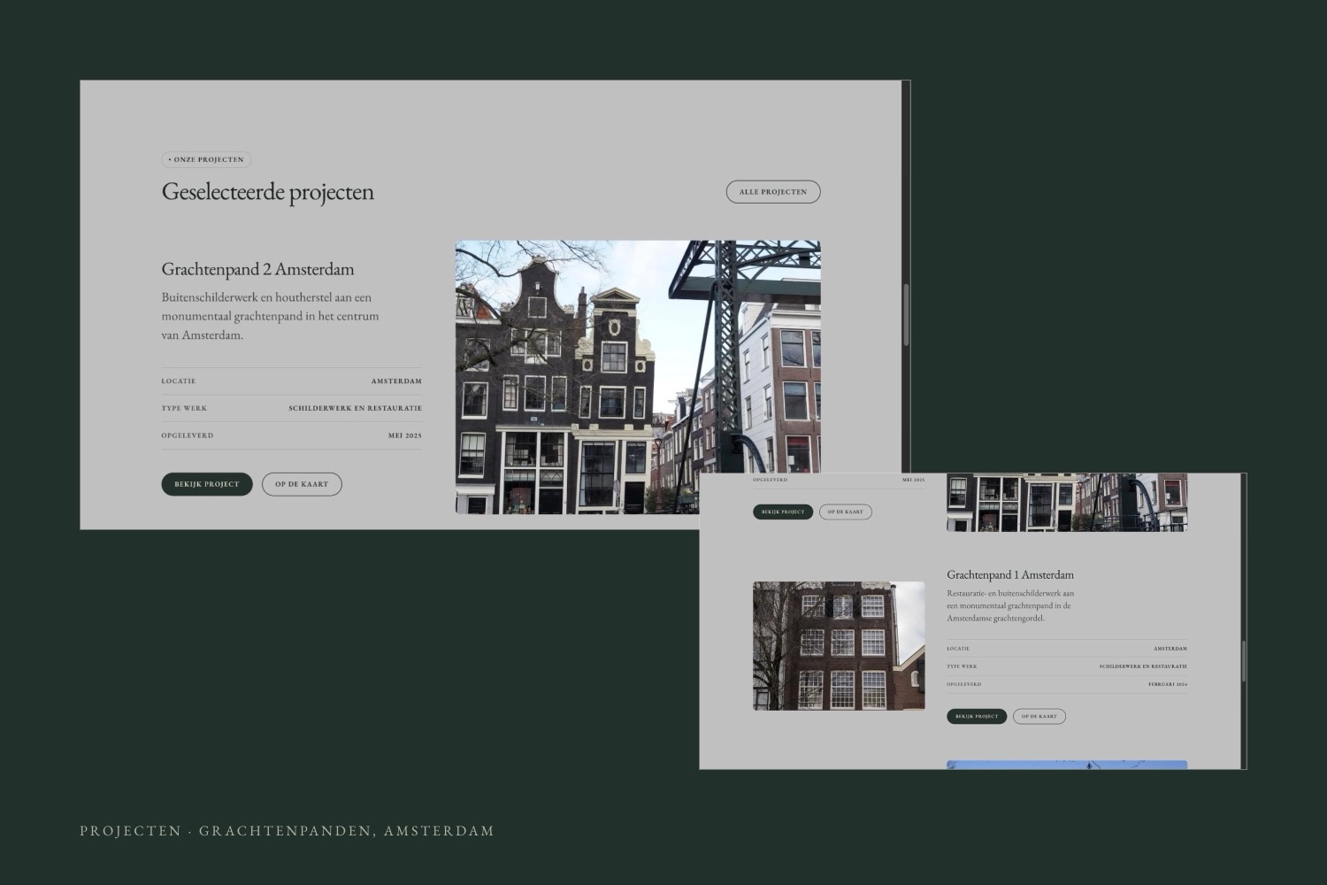 selected projects: two monumental canal houses in amsterdam, restoration and exterior painting