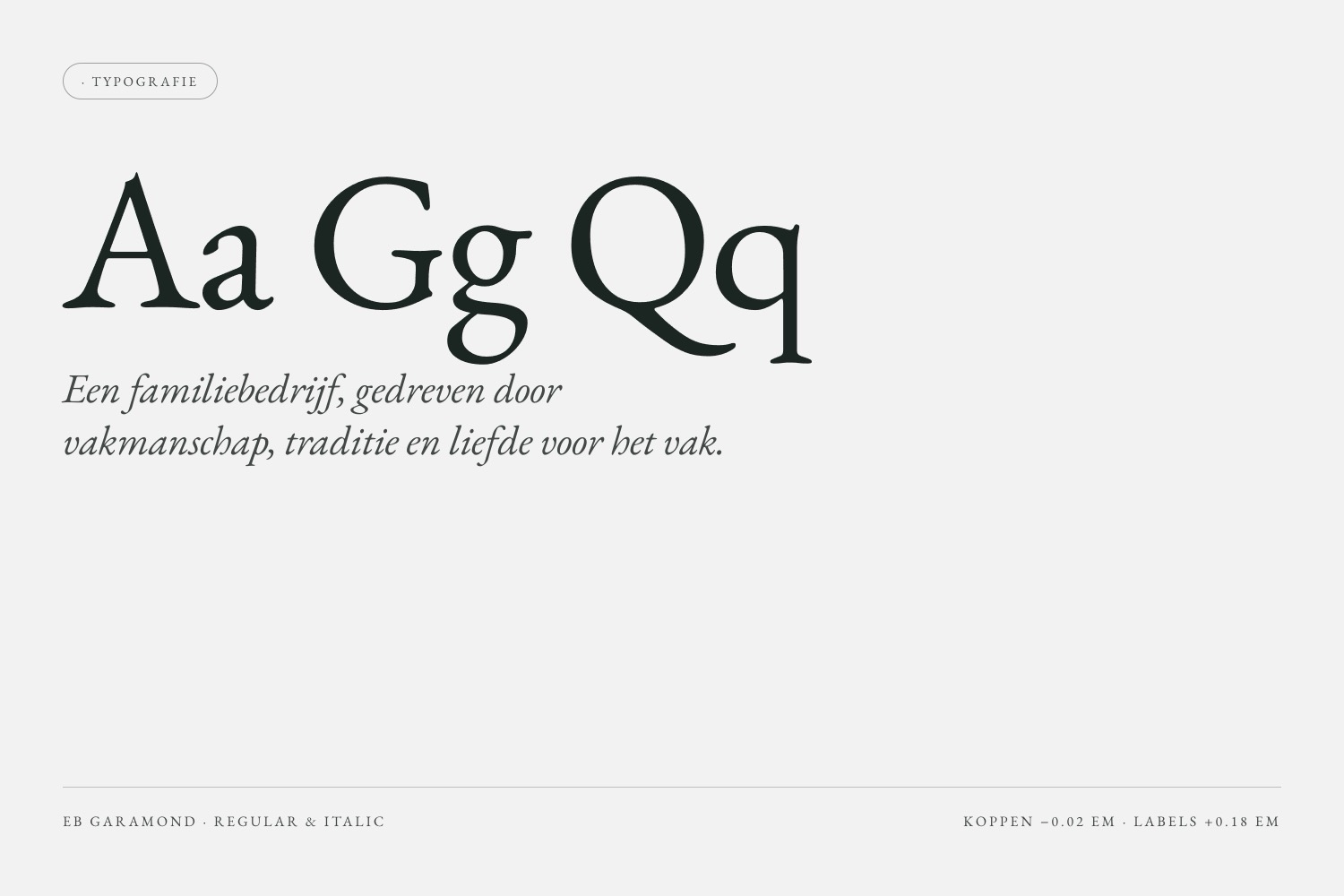 eb garamond, regular and italic, the typeface of the identity